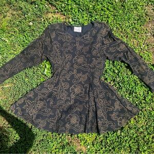 VINTAGE | Black and Gold Patterned Dress